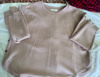 Cable & Gauge Studio Blush Pink Long Sleeve Knit Top Side Snap Hem Women’s XL