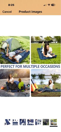 Brand New!Sleeping Pad, Ultralight 40D Nylon Camping Mat Built-in Pump - Blue Self-inflating, Built-in Pillow, Durable, Waterproof, for Tent, Backpack