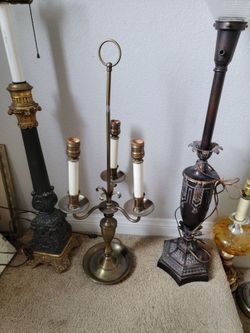 Antique brass French rembrandt lamp 3 arms