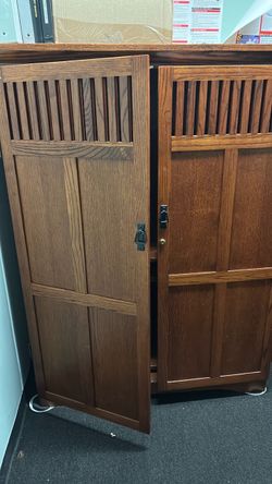 Wooden Cabinet Doors with Slatted Panel Detail