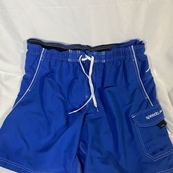 Speedo Men's Performance Marina 9" Swim Trunks XL Blue White
