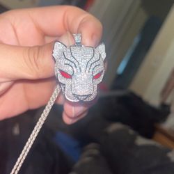 Simulated Diamond Panther Pendant 