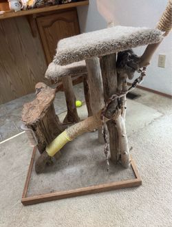 Free  Driftwood, cat, perch, and cat scratcher, handmade