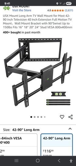 42 inch to 90 inch full motion tv mount