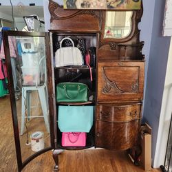 Late 1800s Cuirio Case With Small Drop Down Desk