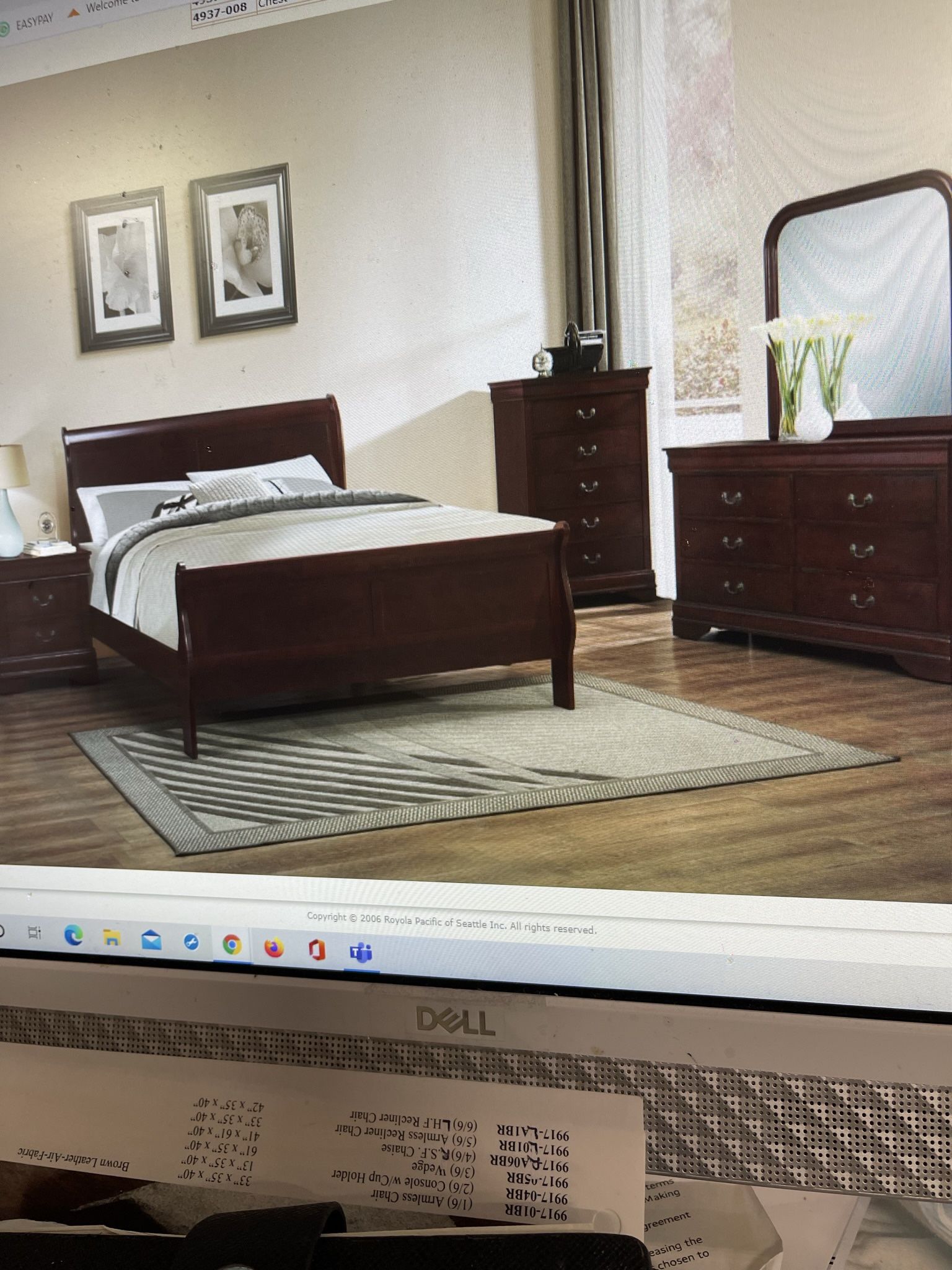 Queen Bed Room Set( Includes Queen Bed Frame, Dresser, Mirror, 1 Night Stand) ON SALE