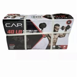 NEW CAP 40 Lb Total Adjustable Cast Iron Dumbbell Weight Set
