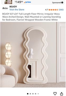 Wavy Full Length Mirror – 63” x 24” – White