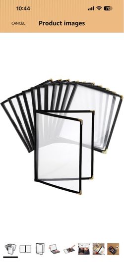 30 Pcak Restaurant Menu Covers, 8.5 X 11 Inch Menu Covers, 2 Page 4 View Transparent Menu Holders for Bar Cafe Restaurant, Double Stitched Edge