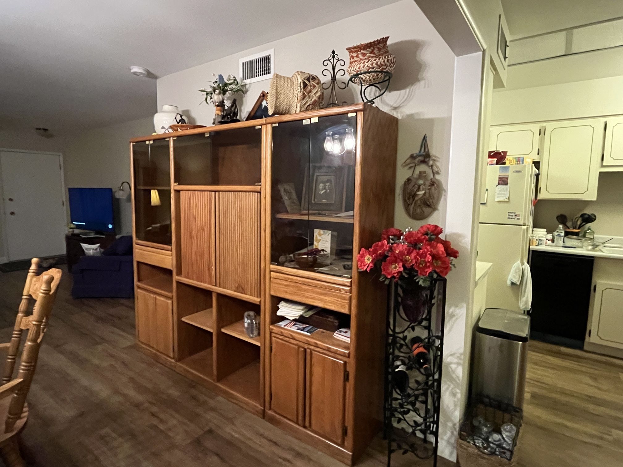 Solid Wood Mid-Century Style Wall Unit / Bookcase / Display Cabinet