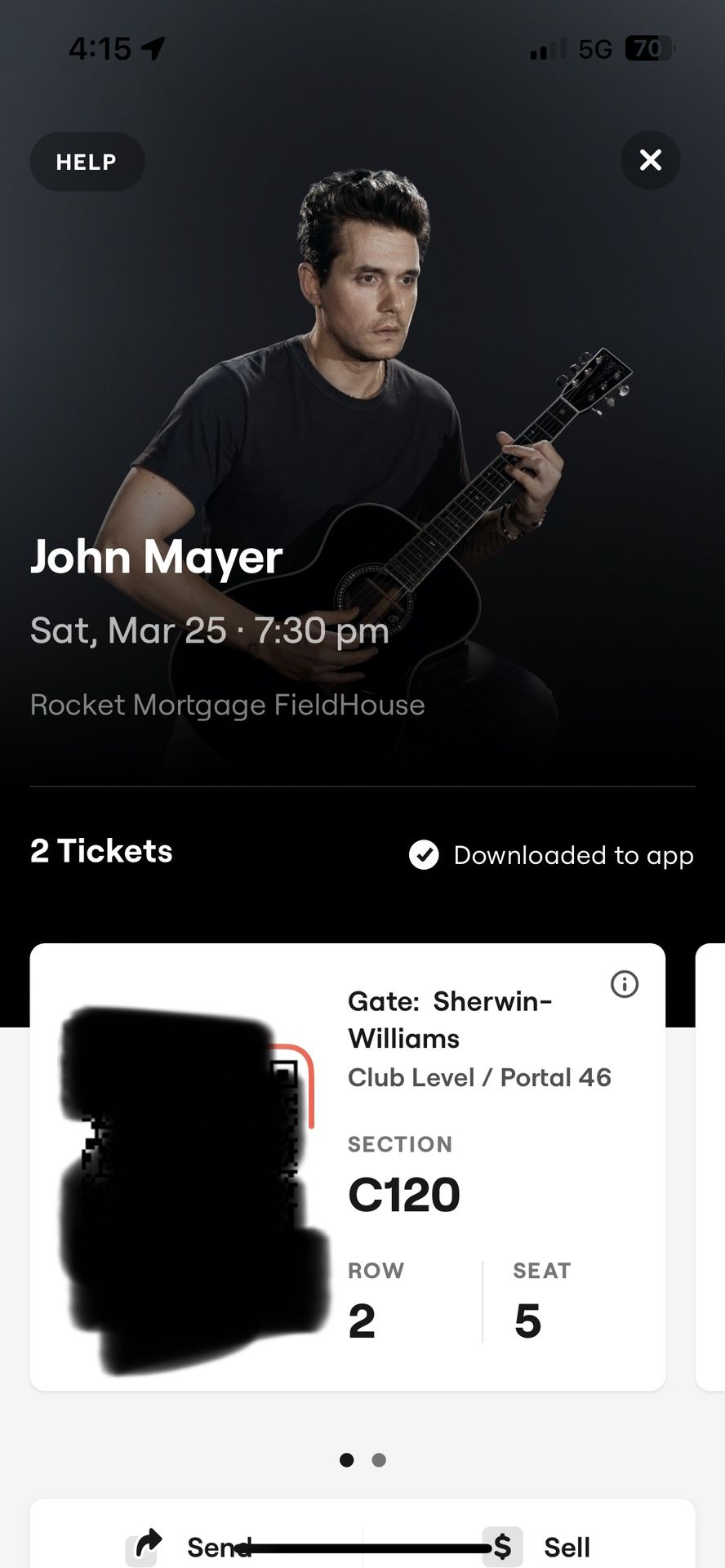 John Mayer Club Seats
