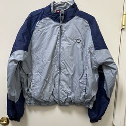 vintage Wilson men's windbreaker jacket in grey and dark blue Size M