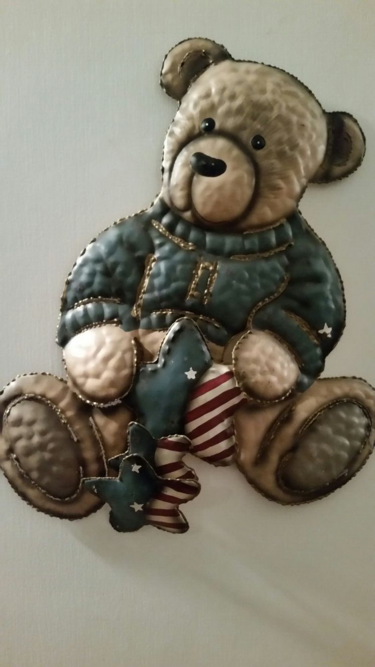Metal hanging teddy bear