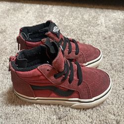 Vans Oldskool Sk8 hi red /black suede  sneakers Toddler size 7