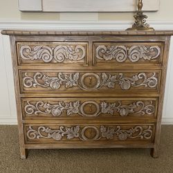 Hand Carved Wood Dresser