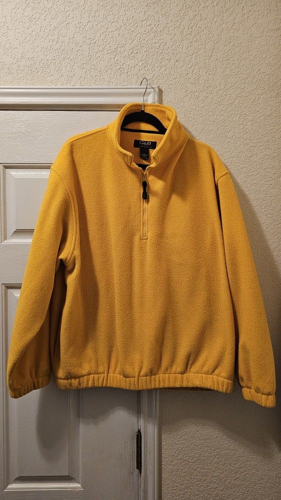 Men's Large Croft and Barrow Yellow Fleece Pullover