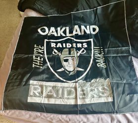 Oakland Raiders They’re Back Fabric Promo Banner 29x30 Silver & Black NFL