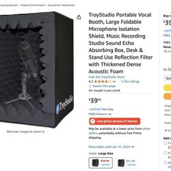 YouTube microphone, light, audio booth!