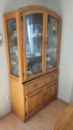 Solid Oak China Hutch