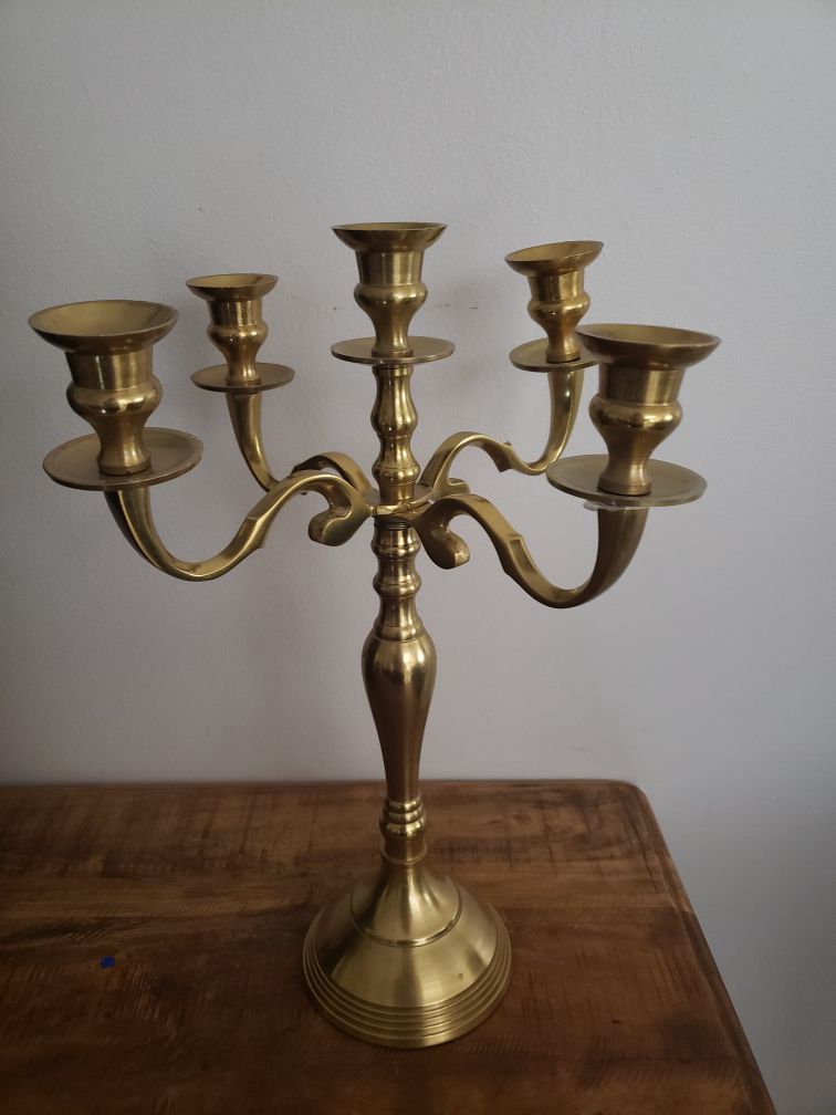 Antique brass candelabra 16"