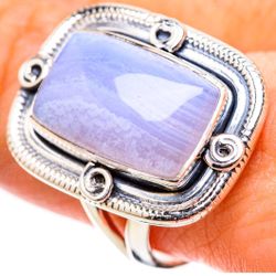 Blue Lace Agate 925 Silver Ring