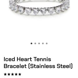 Kuyashi Jewelry Iced Heart Tennis Bracelet 6 inches