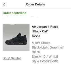 Jordan 4 Retro Black Cat (2025) Size 10