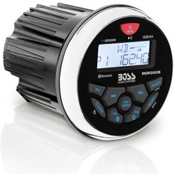 BOSS Audio Systems MGR350B Marine Boat Stereo Gauge Receiver – Bluetooth Head Unit, No CD DVD Player, Built-in 4 Channel Amplifier, Weatherproof, USB,