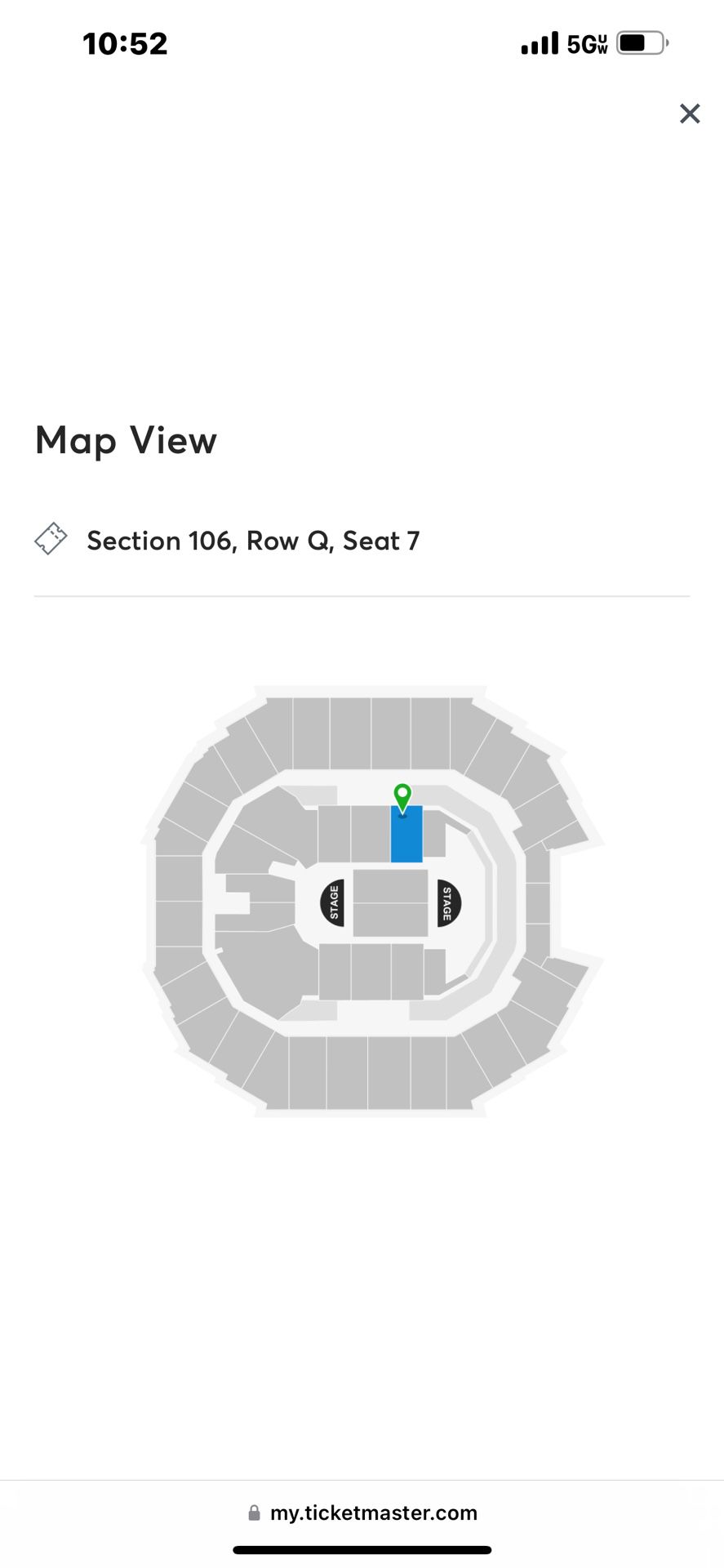 Bad Bunny Ticket Next To Stage