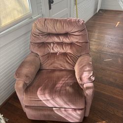 Pinkish Velvet Recliner