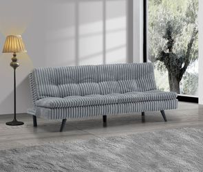 LIGHT GRAY Corduroy Pillow Top Plush Futon Bed