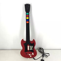 PS2 Guitar Hero RedOctane Red Gibson Guitar PSLGH PlayStation 2 Wired Tested