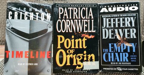 Audio Books on Cassette, Patricia Cornwell, Jeffery Deaver, Michael Crichton