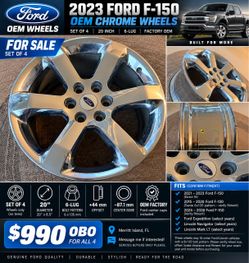 OEM Ford F150 20” Chrome Wheels Rims 6x135 – Set of 4 – 2021-2023