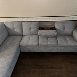 L Shaped Sofa Gray NEW In BOX!