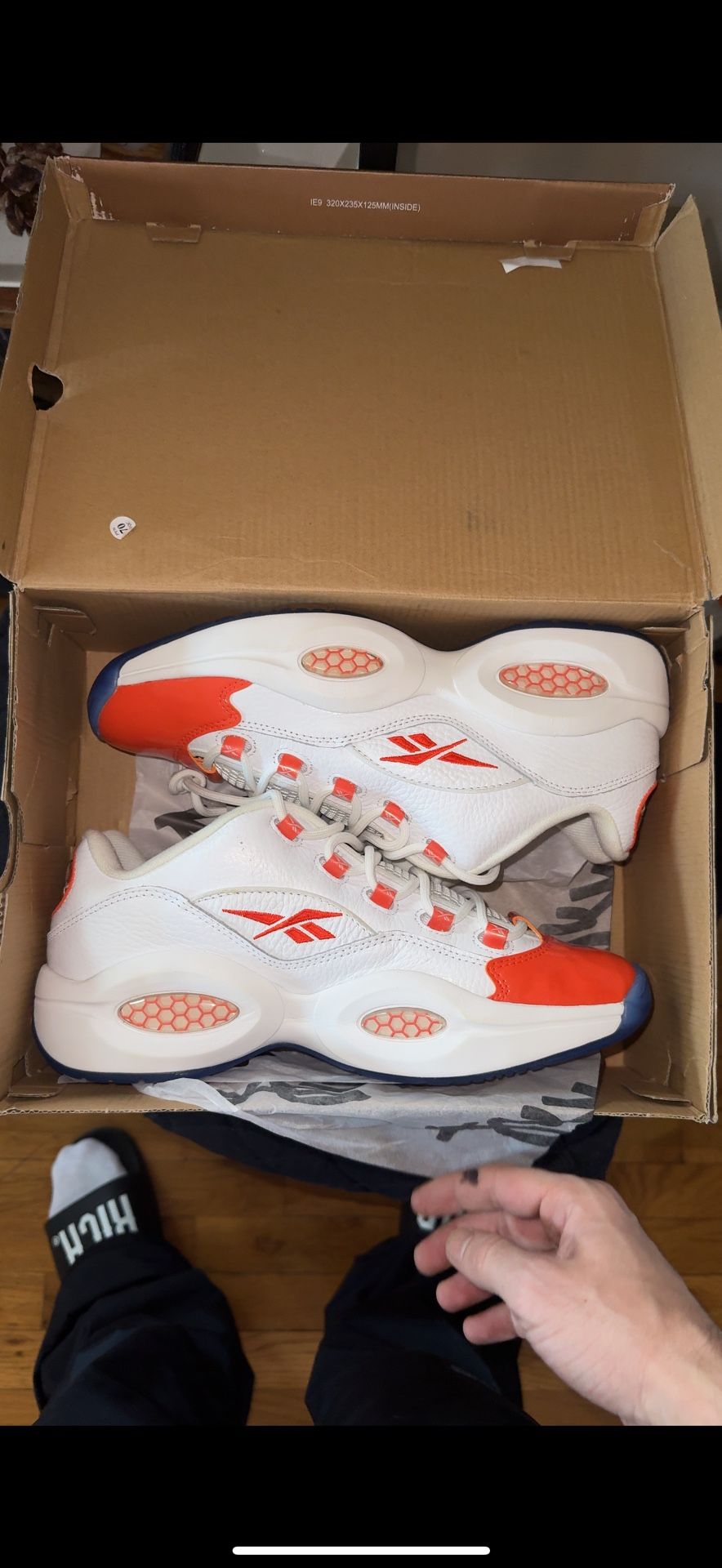 Reebok Question Low Patent Vivid Orange 2020 Allen Iverson OG FX4999 Size 10.5