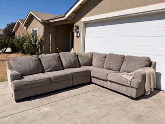 Gray Fabric L-Shaped Sectional Sofa