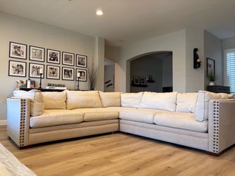 Potato Barn Down filled Sectional Sofa with Nailhead Trim