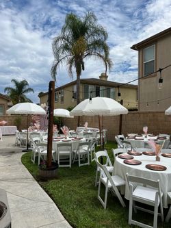 Umbrellas and tables