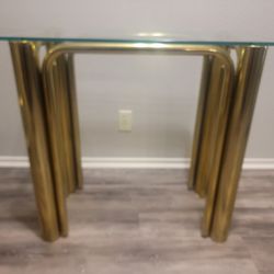Mid Century Brass Console Table (29" H)