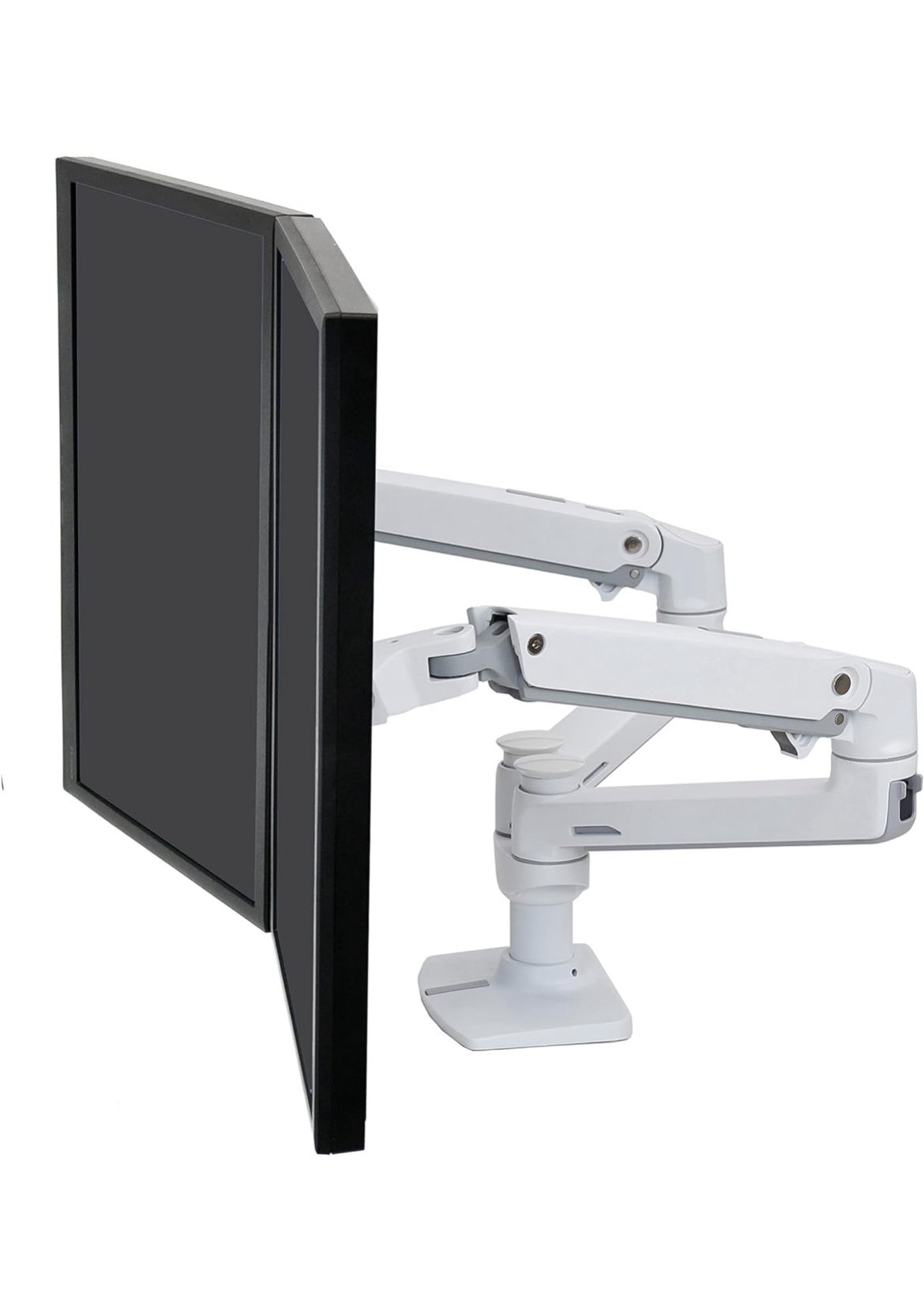 Ergotron – LX Dual Monitor Arm, VESA Desk Mount – for 2 Monitors Up to 27 Inches, 7 to 20 lbs Each White