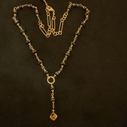 ( BEAUTIFUL ) 14/20/GF Necklace With Genuine Crystals & dangling Pendant With Genuine Crystal,24” Long