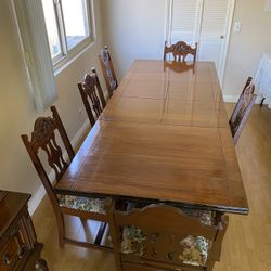 Antique Dining table “jacobean” W 6 Chairs