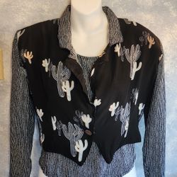 Vintage Francine Browner 2-Piece Cropped Jacket and Sleeveless Shell Top M