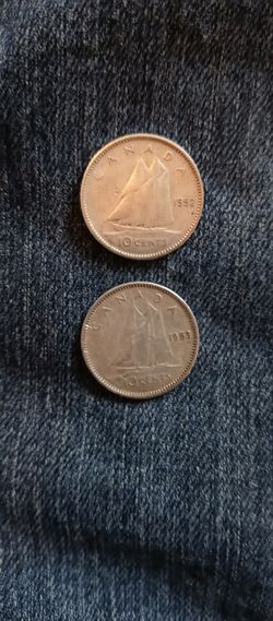 1952  & 1953  Silver 10 Cent Canada Dimes Key Dates