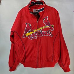 Saint Louis Cardinal  Men's Large Red Jacket Majestic Authentic Nylon Fleece Lining