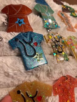 Handmade Resin Scrub Top Badge Reels