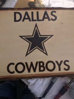 Dallas cowboys wood burned sign
