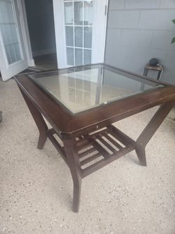 Glass Top Wood End Tables