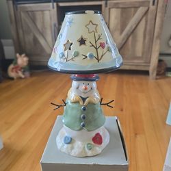 Snowman teal light holder